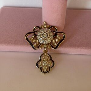 Vintage Signed Attwood and Sawyer (A&S) Blue Enamel Bow Brooch Book piece, 70s